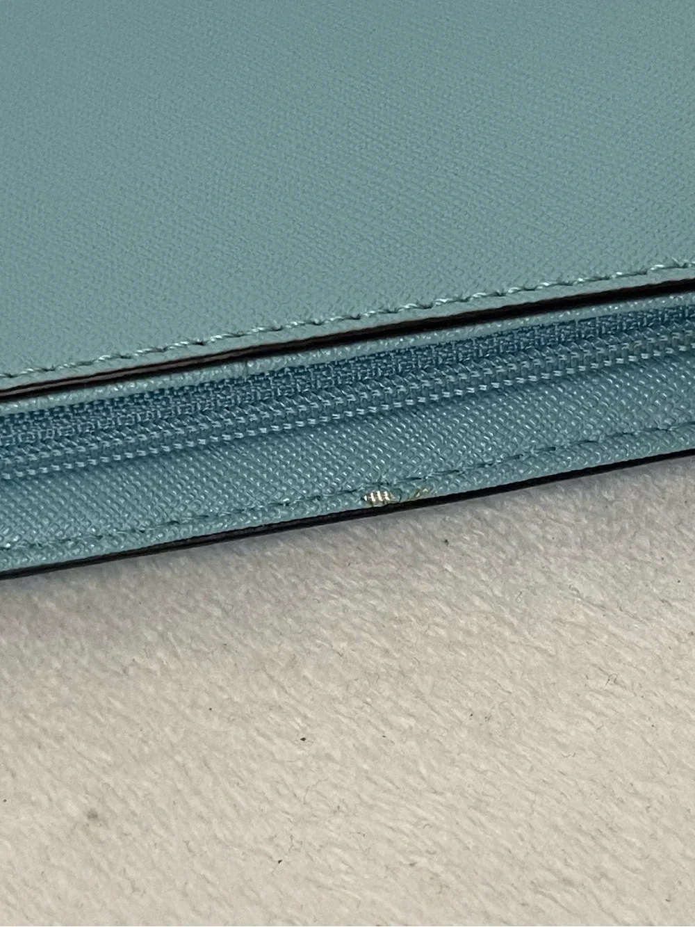 kate spade Light Blue Leather Continental Wallet with Gold Logo